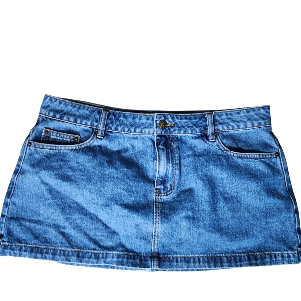 Princess Polly 12 Petite Blue Denim Mini Skirt Medium Wash Organic Cotton Y2K